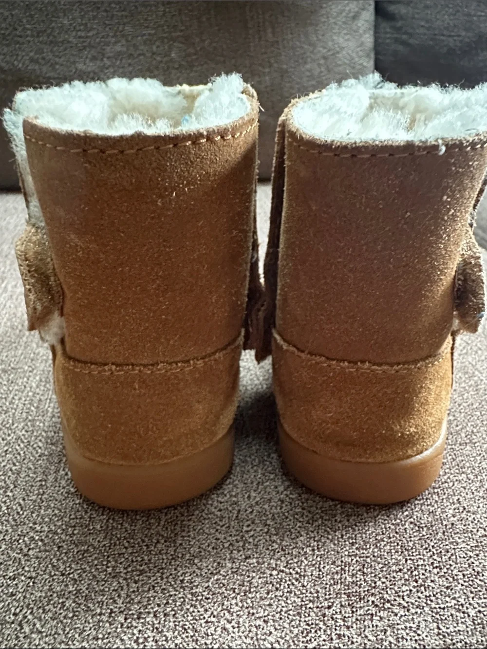 UGG Kids Suede Shearling-Lined Boot in Chestnut Brown